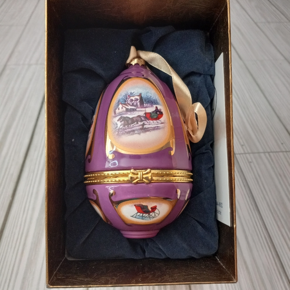 Valerie Parr Hill Ceramic Musical Christmas Egg Ornament